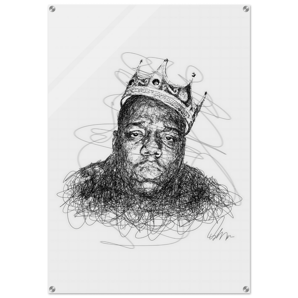 Notorious B.I.G. Scribble Art Acrylic Print – Iconic, Modern, Durable Wall Decor for Any Space - Vibrantwalls