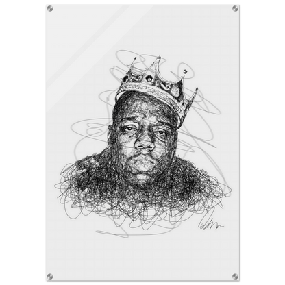 Notorious B.I.G. Scribble Art Acrylic Print – Iconic, Modern, Durable Wall Decor for Any Space - Vibrantwalls