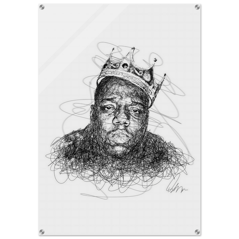 Notorious B.I.G. Scribble Art Acrylic Print – Iconic, Modern, Durable Wall Decor for Any Space - Vibrantwalls