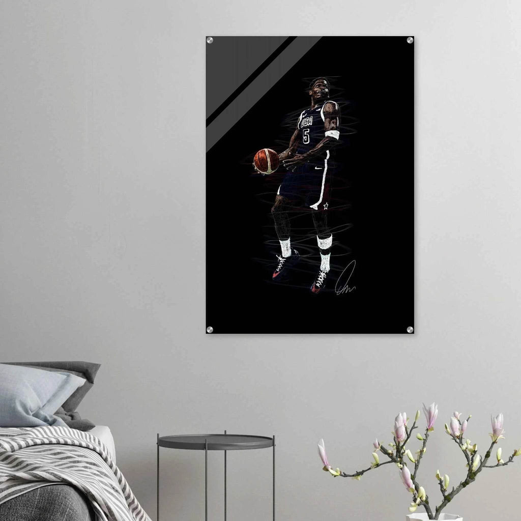 Basketball Player Dynamic Acrylic Print – Vibrant, Modern Wall Art for Sports Fans - Vibrantwalls