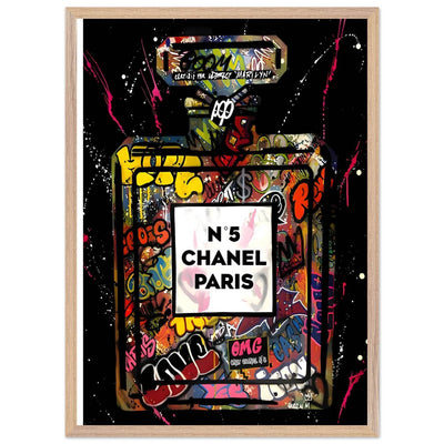 Coco Mademoiselle Chanel Perfume Pop Art Graffiti Print - Iconic Scent, Street Style Art Piece in Your Choice of Frame - Vibrantwalls