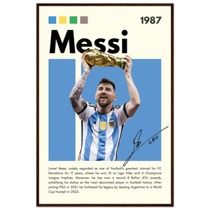Lionel Messi World Cup Champion Framed Poster 60x90 cm 24x36″ Dark wood frame Vibrantwalls
