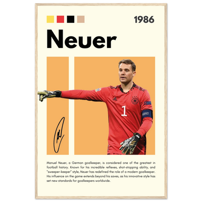 Manuel Neuer Goalkeeper Framed Football Legend Poster 60x90 cm 24x36″ Wood frame Vibrantwalls