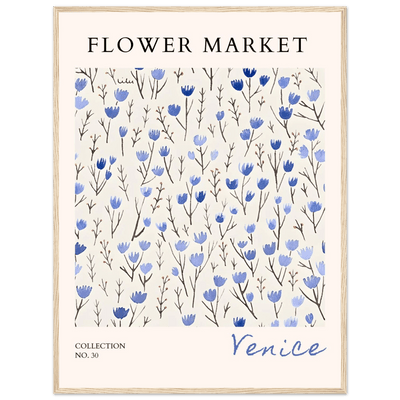Venice Flower Market Framed Poster – Serene Blue Floral Art Print | Ready-to-Hang Wall Decor - Vibrantwalls