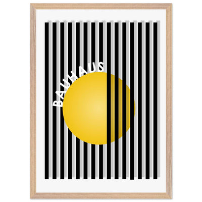 Bauhaus Yellow Circle Wall Art with Modern Stripes - Vibrantwalls