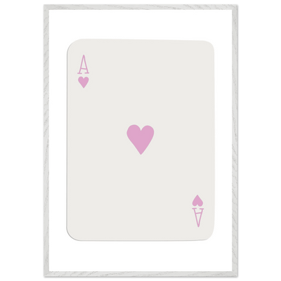 Minimalist Ace of Hearts Poker Card Print - Mounted Framed Poster Art, Eco-Friendly Wood Frame - Vibrantwalls