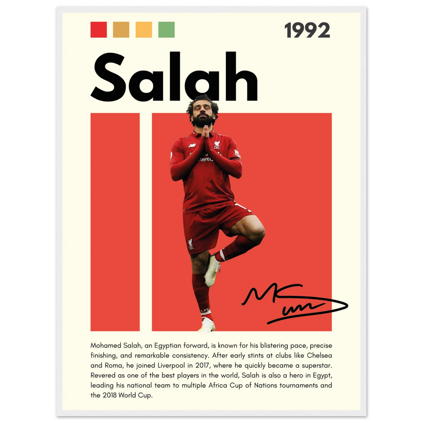 Mohamed Salah Liverpool FC Framed Poster – Iconic Yoga Pose Football Art Print 60x80 cm 24x32″ White frame Vibrantwalls