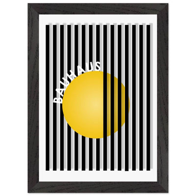 Bauhaus Yellow Circle Wall Art with Modern Stripes - Vibrantwalls