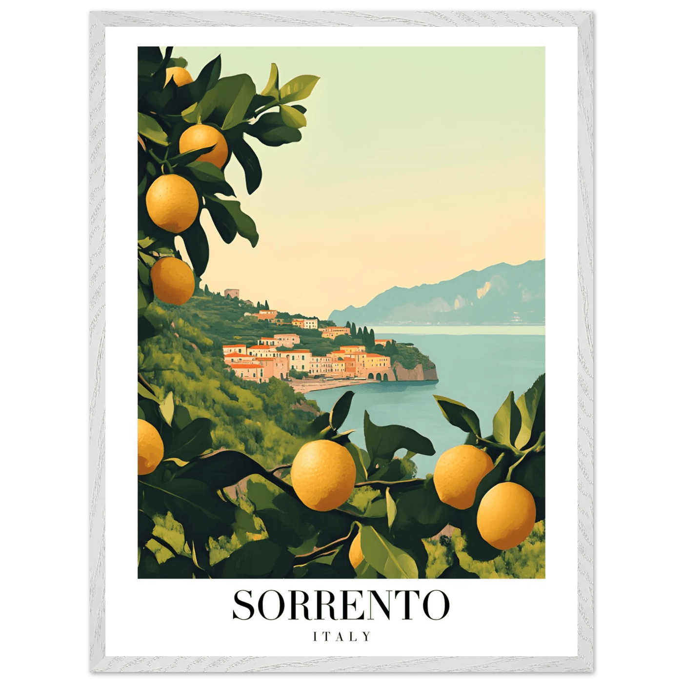 Sorrento Italy Framed Poster – Vintage Citrus Grove Travel Wall Art with Wooden Frame - Vibrantwalls