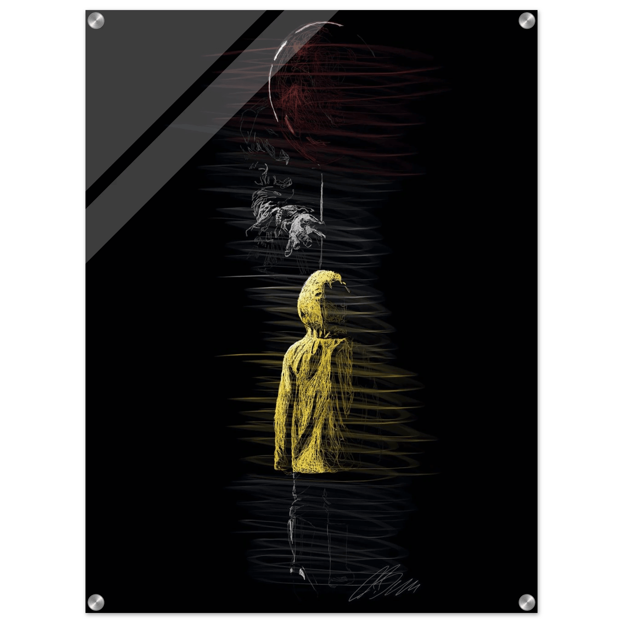 Abstract Figure Acrylic Print – Modern Black & Yellow Art, Vibrant & Durable Wall Decor - Vibrantwalls