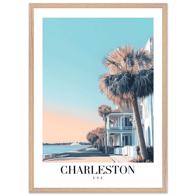 Charleston USA Framed Poster – Coastal Charm & Vintage Travel Art with Wooden Frame - Vibrantwalls
