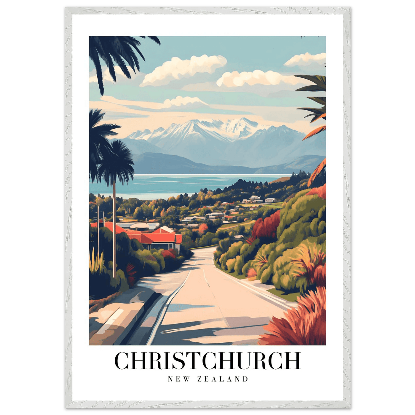 Christchurch New Zealand Framed Poster – Vintage Travel Wall Art with Wooden Frame - Vibrantwalls