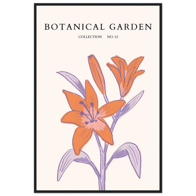 Botanical Garden Lily Print – Orange & Lavender Framed Poster | Elegant Nature Art for Modern Spaces, Ready-to-Hang - Vibrantwalls
