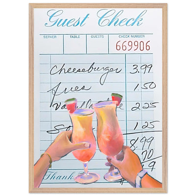 Retro Diner Cocktail "Guest Check" 50x70 cm 20x28″ Wood frame Not assembled Vibrantwalls