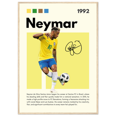 Neymar Jr. Brazilian Football Legend Framed Poster – Vibrant Pop Art Football Print A1 (59.4 x 84.1 cm) Wood frame Vibrantwalls