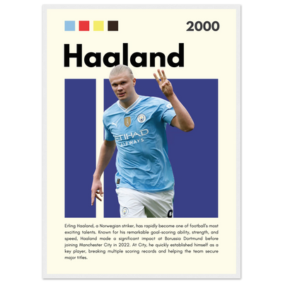 Erling Haaland Manchester City Framed Football Poster 50x70 cm 20x28″ White frame Vibrantwalls