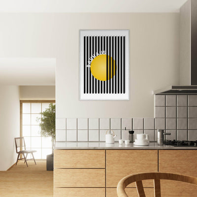 Bauhaus Yellow Circle Wall Art with Modern Stripes - Vibrantwalls