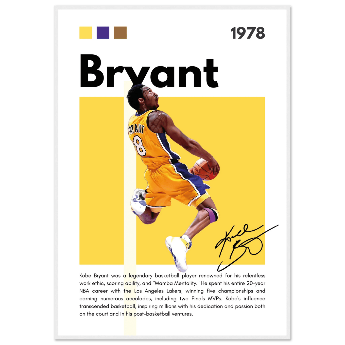 Kobe Bryant Number 24 Lakers Modern Print - Vibrantwalls