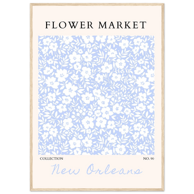 Flower Market New Orleans – Chic Periwinkle Floral Framed Poster | Ready-to-Hang Wall Art - Vibrantwalls