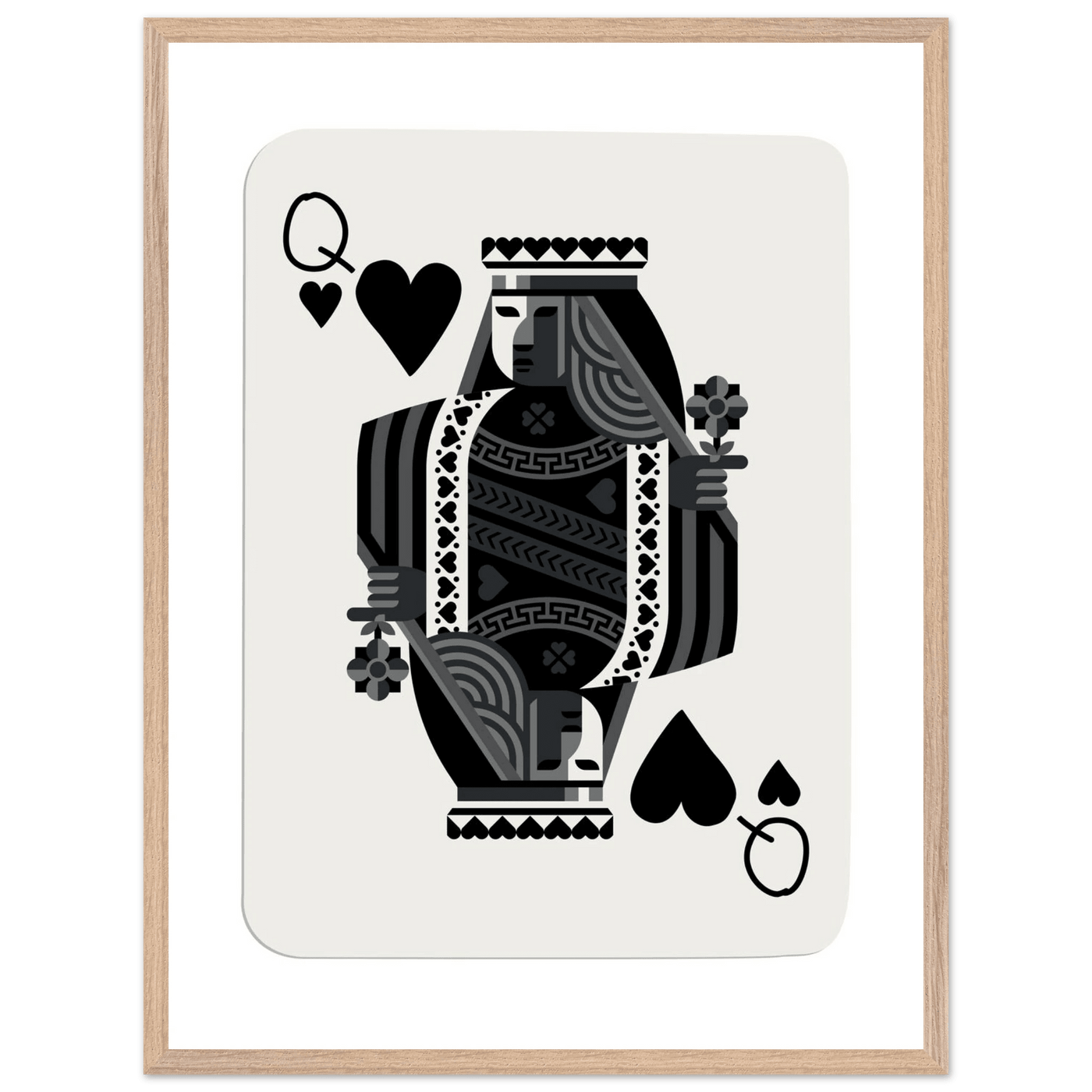 Queen of Spades Poker Card Print - Elegant Black & White Mounted Framed Poster Art, Eco-Friendly Wood Frame - Vibrantwalls