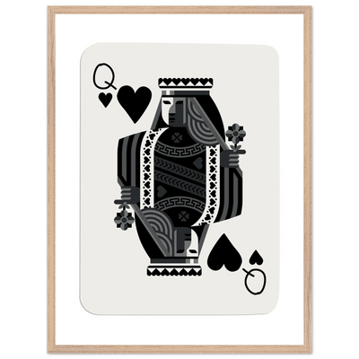Queen of Spades Poker Card Print - Elegant Black & White Mounted Framed Poster Art, Eco-Friendly Wood Frame - Vibrantwalls