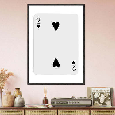 Two of Hearts Poker Card Print - Framed Wall Art, Eco-Friendly Wood Frame in Multiple Sizes & Finishes - Vibrantwalls