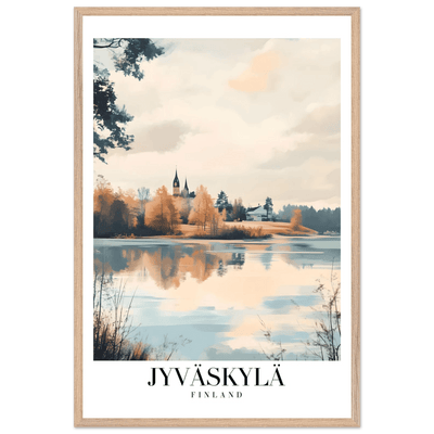 Jyväskylä Finland Framed Poster – Serene Lakeside Wall Art with Vintage-Inspired Charm & Wooden Frame - Vibrantwalls