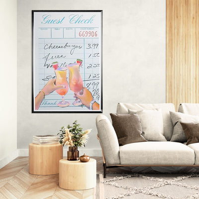 Retro Diner Cocktail "Guest Check" Vibrantwalls