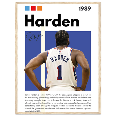 James Harden The Beard Clippers Framed Poster 45x60 cm 18x24″ Wood frame Vibrantwalls