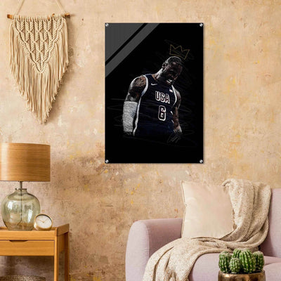 LeBron James 'King' Sketch Acrylic Print – Dynamic, Modern Sports Wall Art in Multiple Sizes - Vibrantwalls