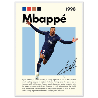 Kylian Mbappé PSG Soccer Framed Football Poster 50x70 cm 20x28″ White frame Vibrantwalls