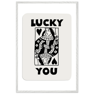 Lucky You Poker Card Queen of Hearts Art Print - Mounted Framed Poster, Eco-Friendly Wood Frame - Vibrantwalls
