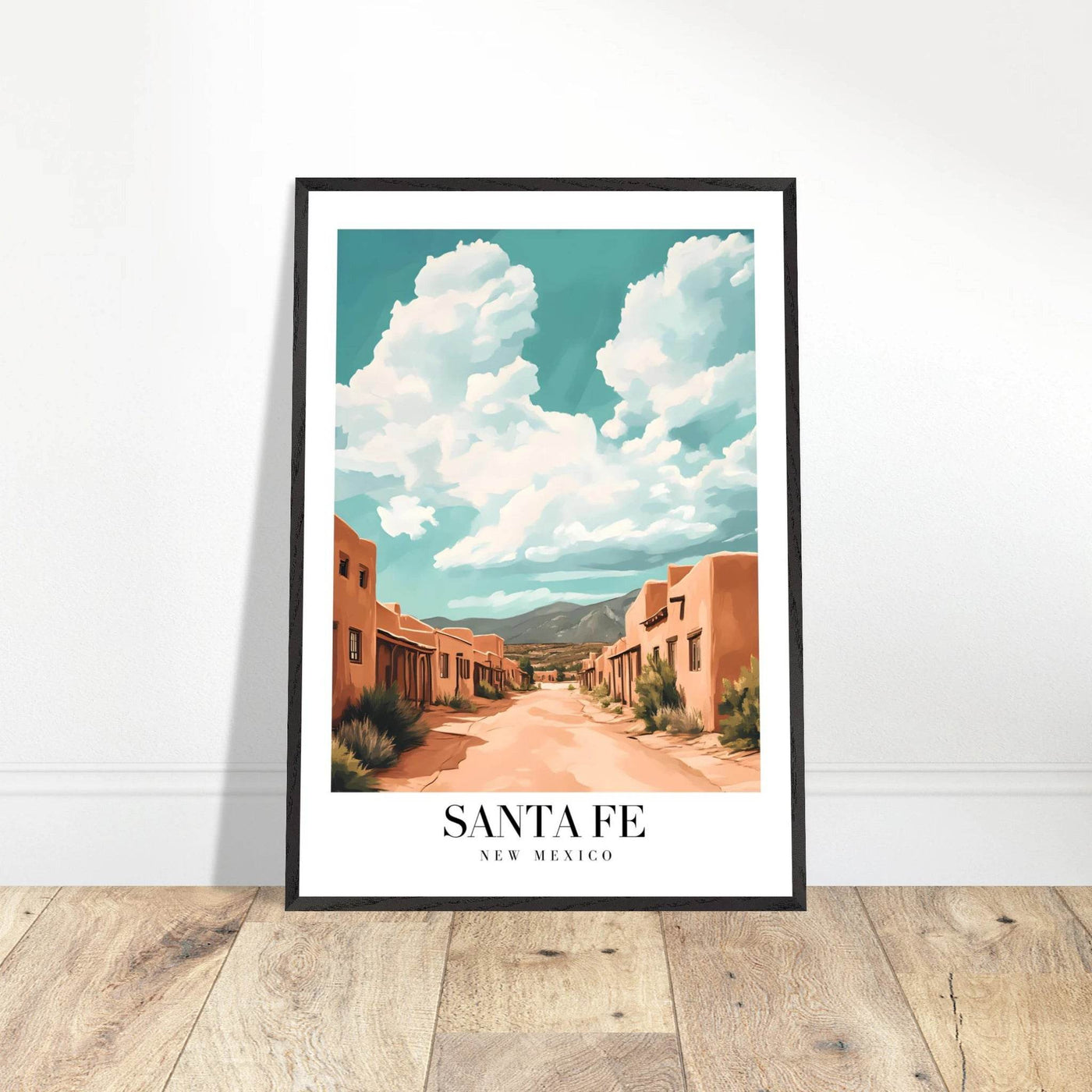 Santa Fe New Mexico Framed Poster – Vintage Southwest Wall Art with Wooden Frame - Vibrantwalls