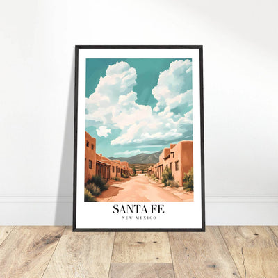 Santa Fe New Mexico Framed Poster – Vintage Southwest Wall Art with Wooden Frame - Vibrantwalls