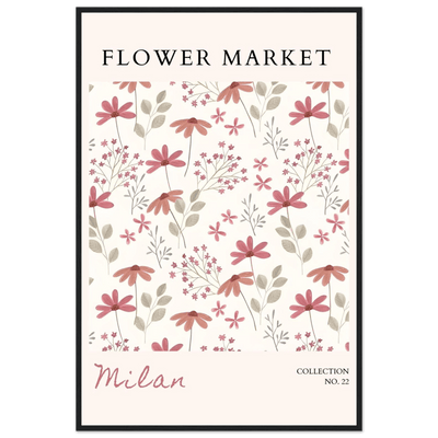 Milan Flower Market Framed Poster – Blush & Sage Floral Art Print | Ready-to-Hang Wall Decor - Vibrantwalls