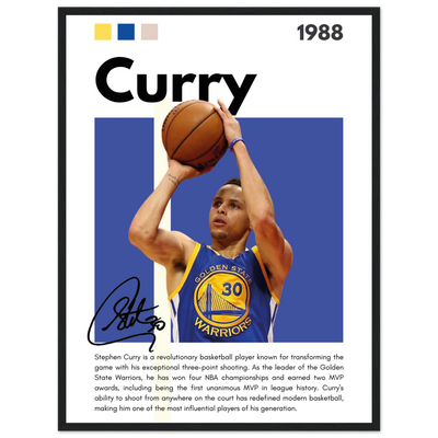 Stephen Curry Golden State Warriors Vintage Art 45x60 cm 18x24″ Black frame Vibrantwalls