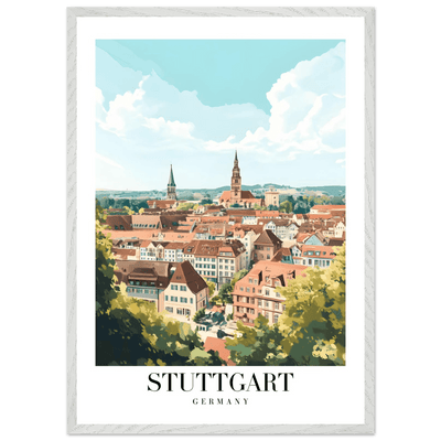 Stuttgart Germany Framed Poster – Vintage European Cityscape Wall Art with Customizable Wooden Frame - Vibrantwalls