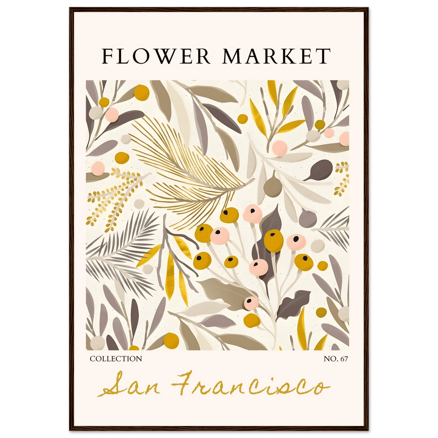 San Francisco Flower Market Collection Framed Poster – Botanical Golden Hues & Abstract Art Prints | Ready-to-Hang - Vibrantwalls