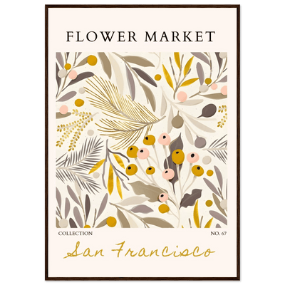 San Francisco Flower Market Collection Framed Poster – Botanical Golden Hues & Abstract Art Prints | Ready-to-Hang - Vibrantwalls