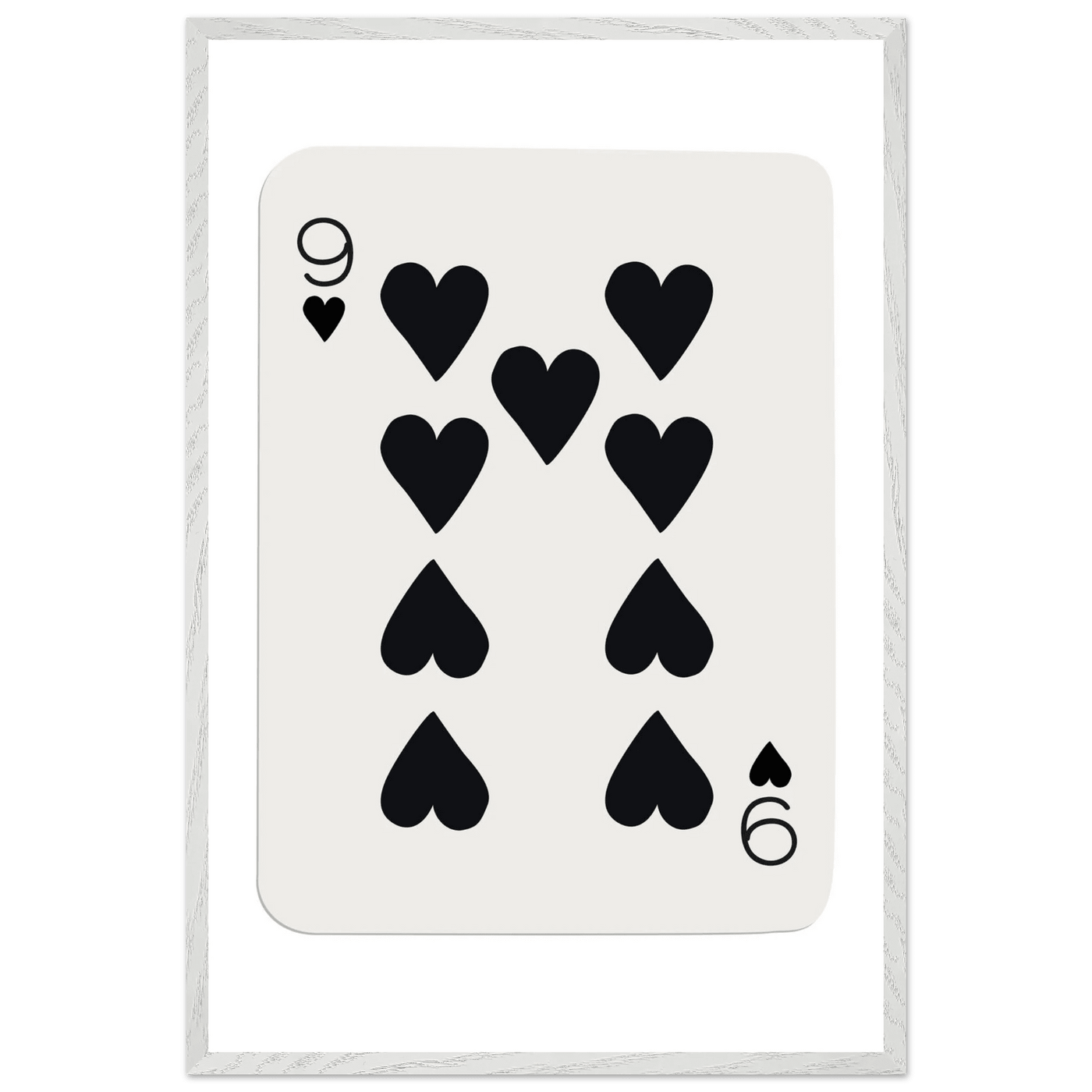 Minimalist Nine of Hearts Poker Card Print - Mounted Framed Eco-Friendly Wall Art in Various Sizes & Frame Finishes - Vibrantwalls