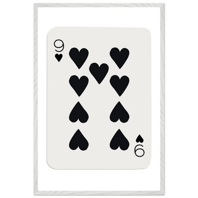 Minimalist Nine of Hearts Poker Card Print - Mounted Framed Eco-Friendly Wall Art in Various Sizes & Frame Finishes - Vibrantwalls