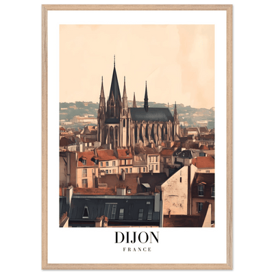 Dijon France Framed Poster – Vintage European Cityscape Wall Art with Wooden Frame - Vibrantwalls
