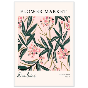 Dubai Flower Market Art Print – Blush Pink & Emerald Green Botanical Framed Poster | Ready-to-Hang - Vibrantwalls