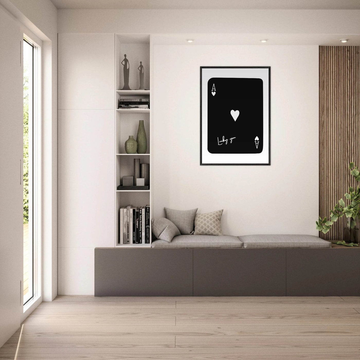 Minimalist Ace of Hearts Poker Card Print - Lucky You Framed Poster Art, Eco-Friendly Wood Frame - Vibrantwalls