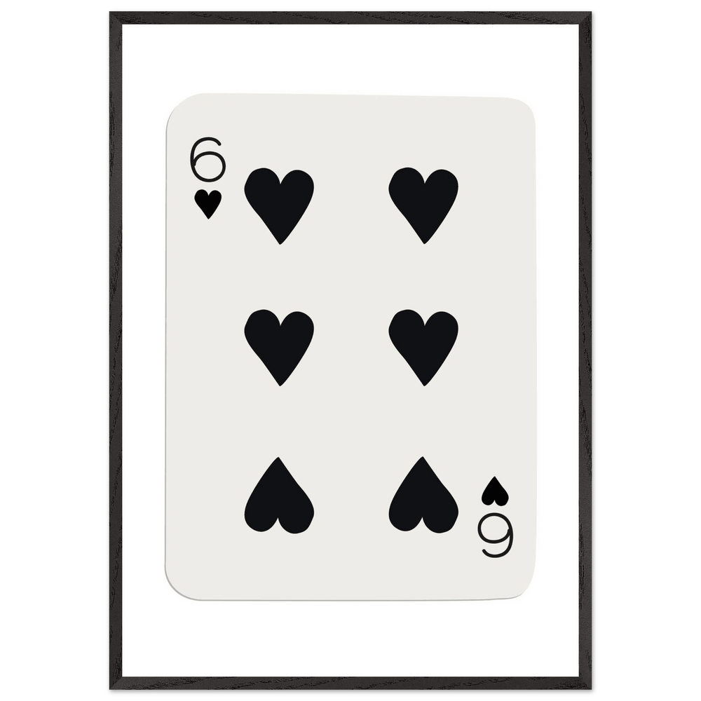 Six of Hearts Poker Card Print - Mounted Framed Poster Art, Eco-Friendly Wood Frame in Your Choice of Frame & Size - Vibrantwalls