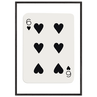Six of Hearts Poker Card Print - Mounted Framed Poster Art, Eco-Friendly Wood Frame in Your Choice of Frame & Size - Vibrantwalls
