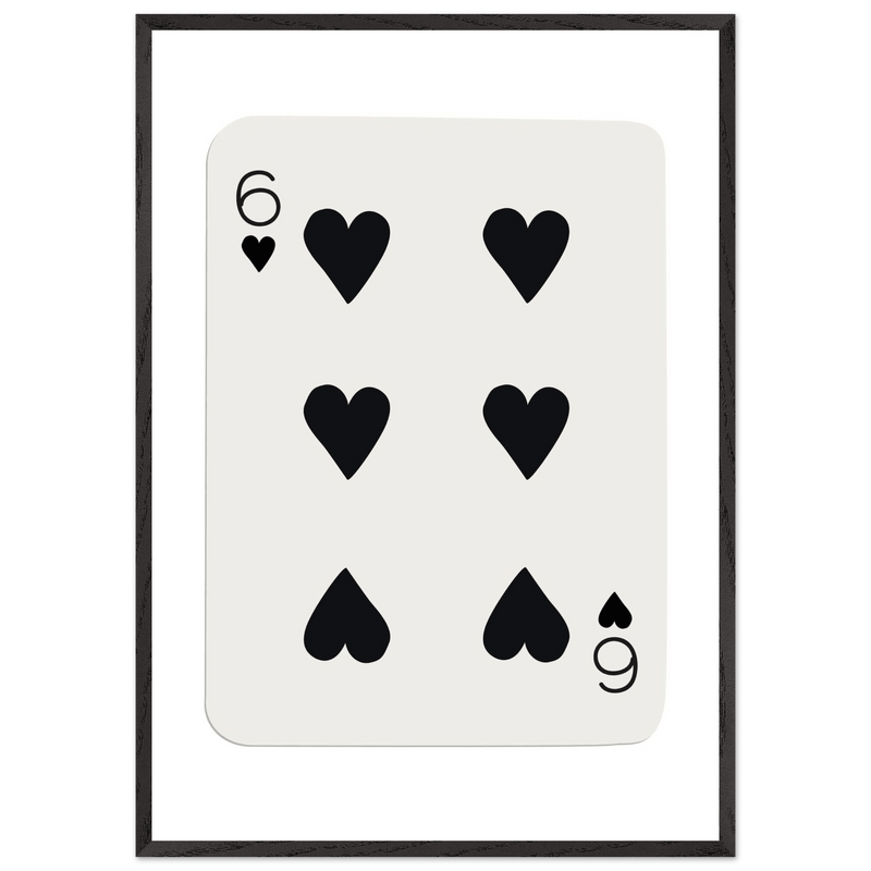Six of Hearts Poker Card Print - Mounted Framed Poster Art, Eco-Friendly Wood Frame in Your Choice of Frame & Size - Vibrantwalls