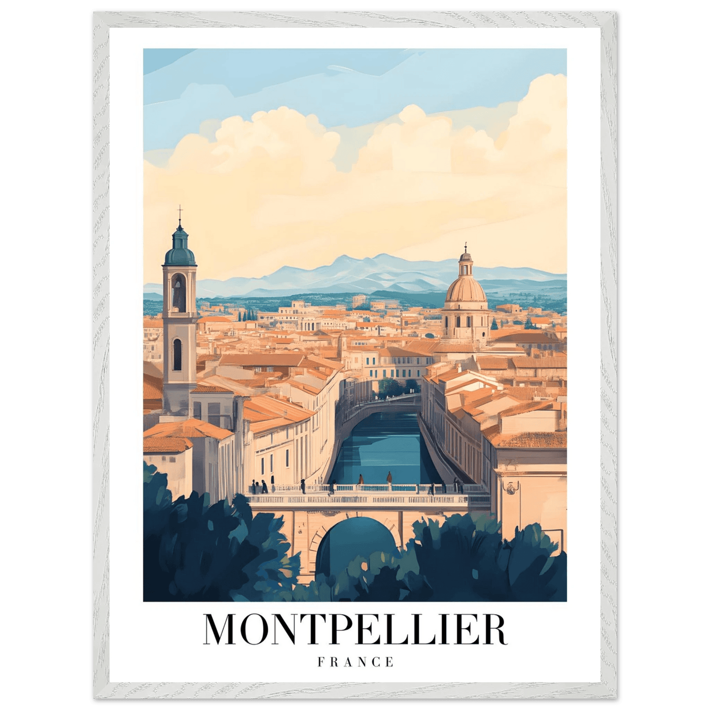 Montpellier France Framed Poster – Vintage Travel Wall Art with Wooden Frame - Vibrantwalls