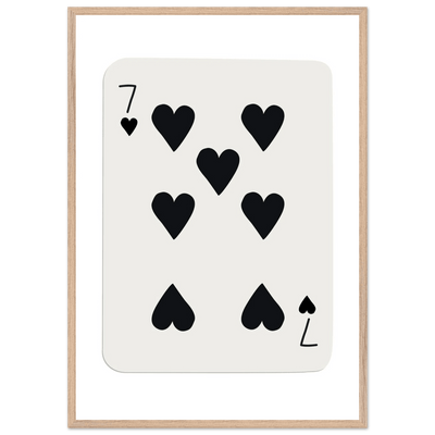 Seven of Hearts - Modern Poker Card Print Art - Eco-Friendly Wood Framed Poster, in your choice of elegant frames - Vibrantwalls