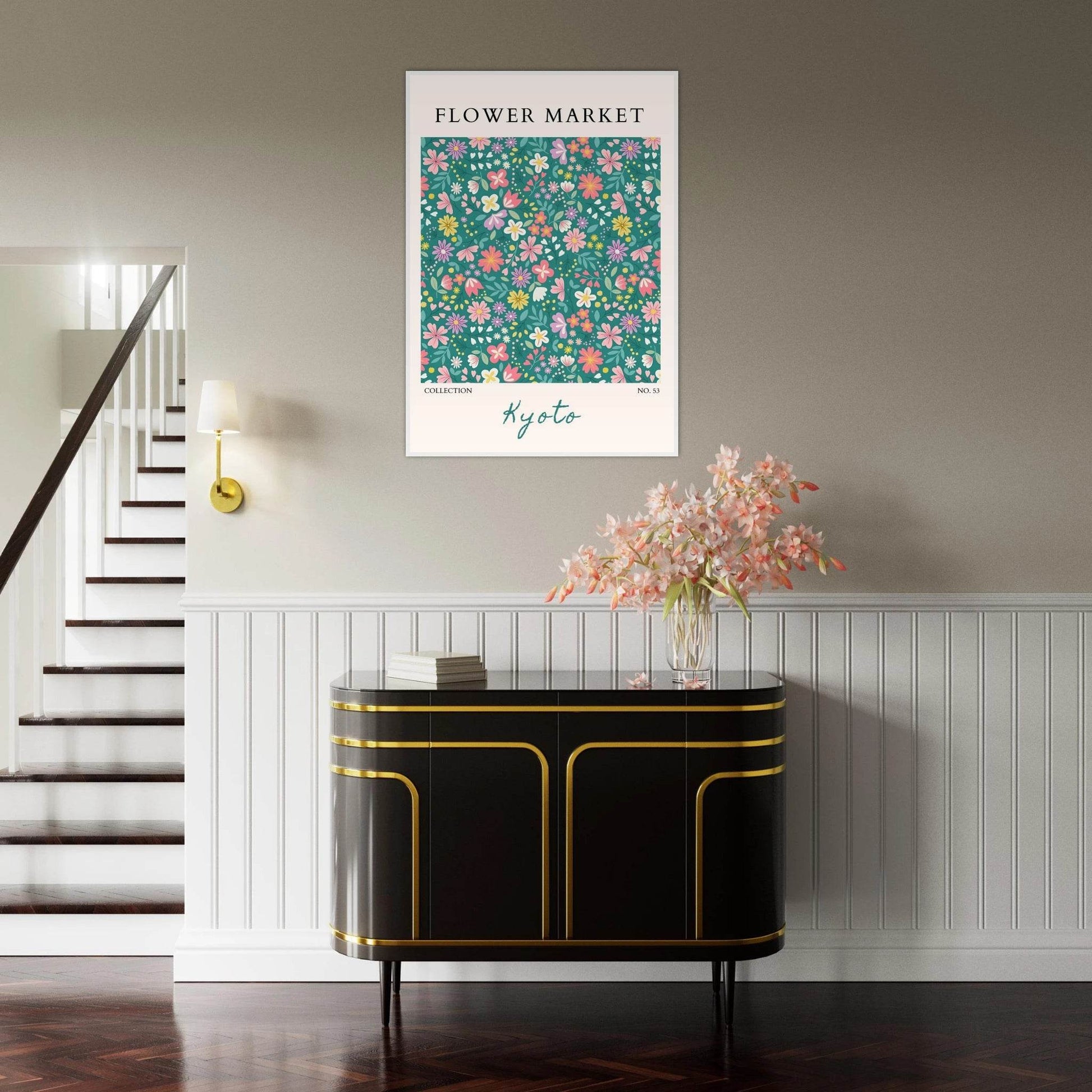 Kyoto Flower Market Whimsical Spring Floral Ready-to-Hang - Wall Art - Vibrantwalls